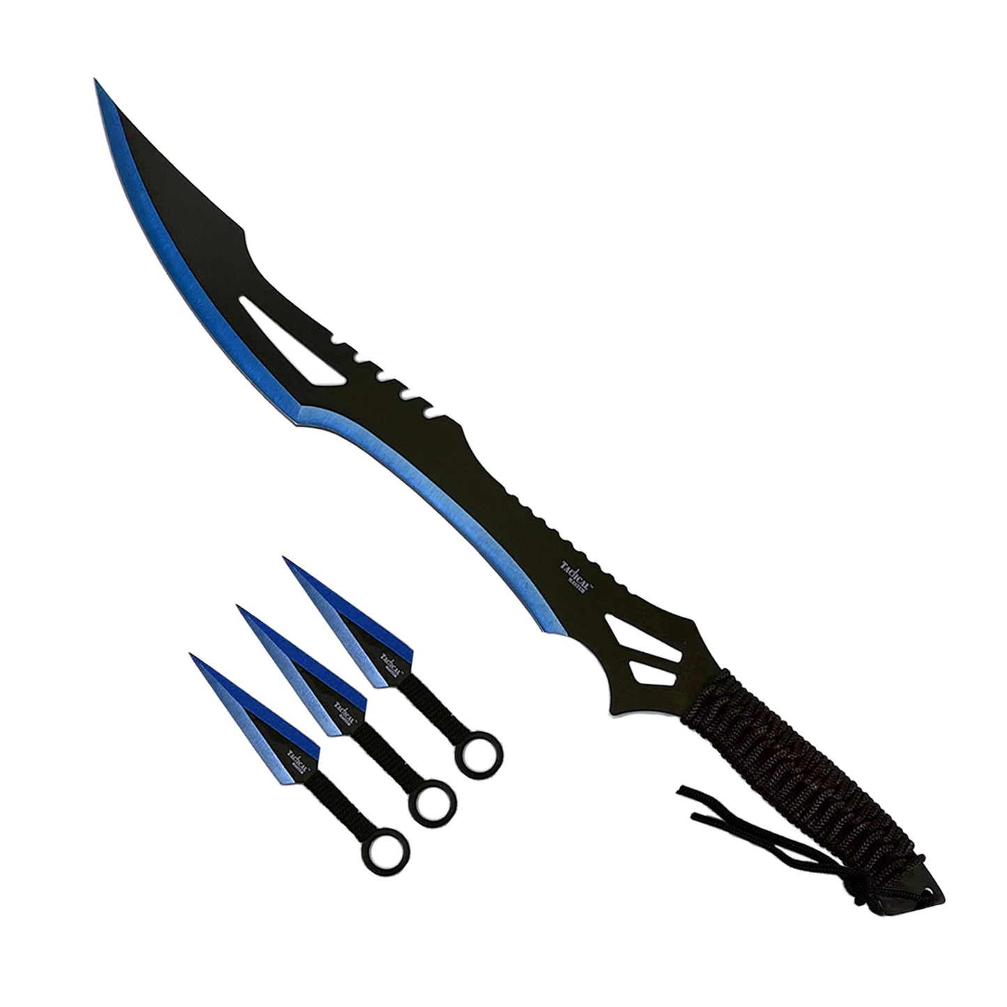 Tactical Master 26" Blue Machete & Throwing Knives