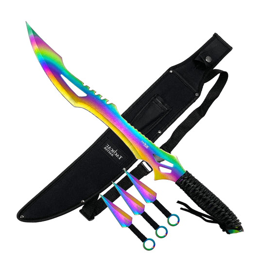 Tactical Master 26" Rainbow Machete & Throwing Knives