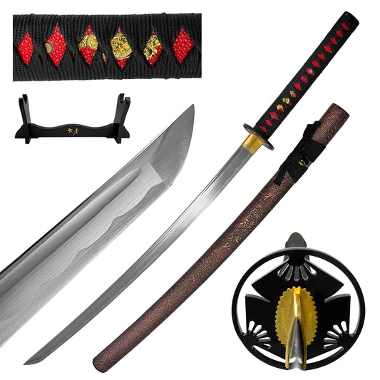 41" Hand Forged Samurai Sword w/Musha stand