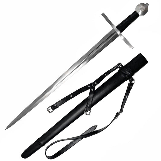 35" Hand Forged Medieval Sword w/ Leather Strips