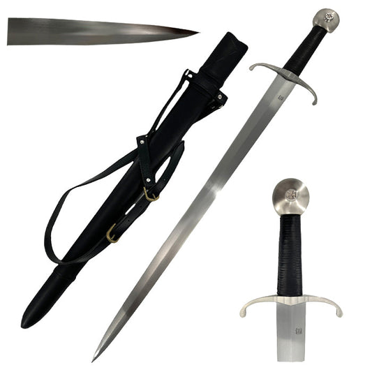35" Hand Forged Medieval Sword w/ Leather Strips