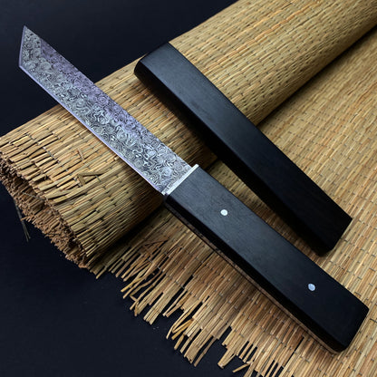 10.75" Asuka Full Tang Tanto Damascus Look Blade