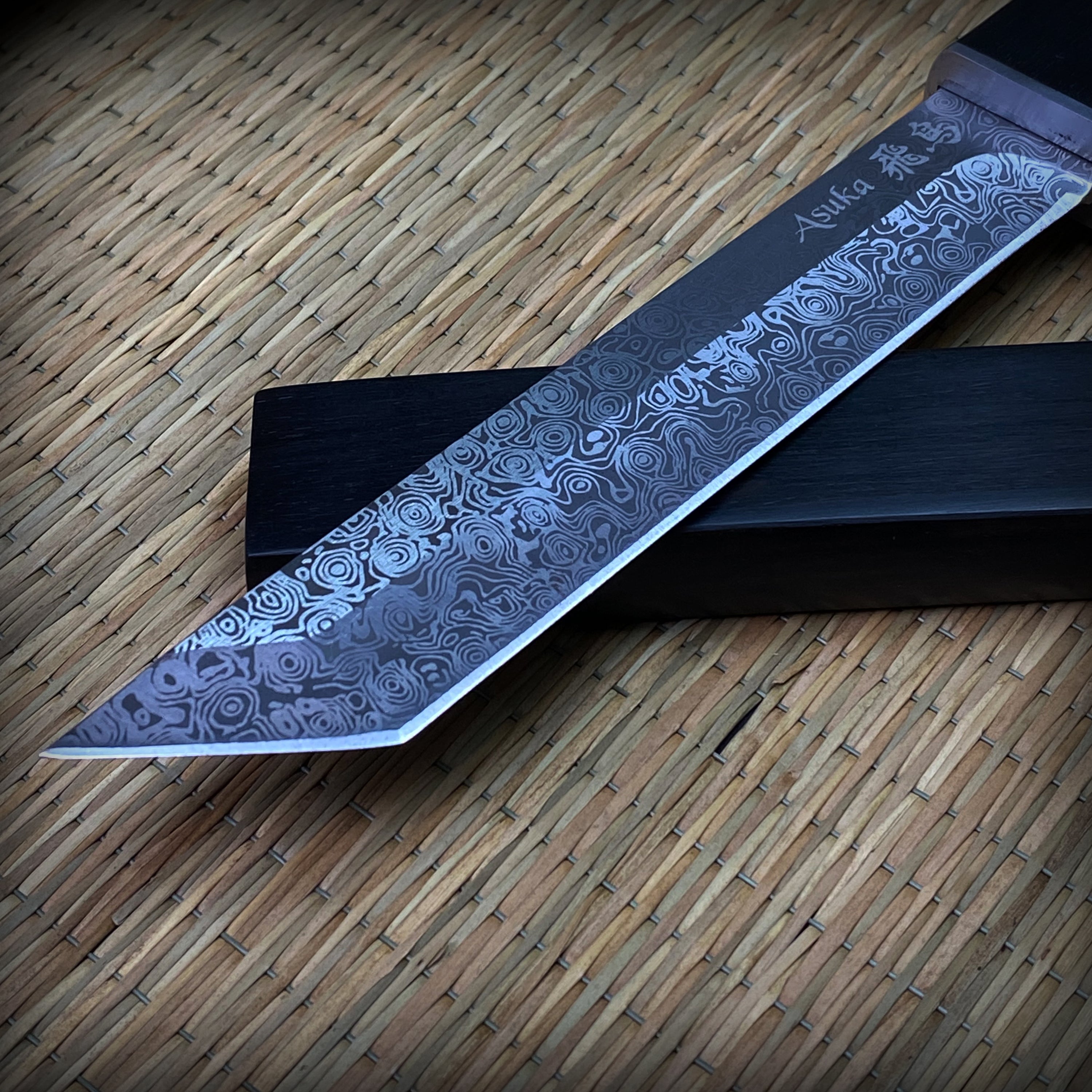 10.75" Asuka Full Tang Tanto Damascus Look Blade