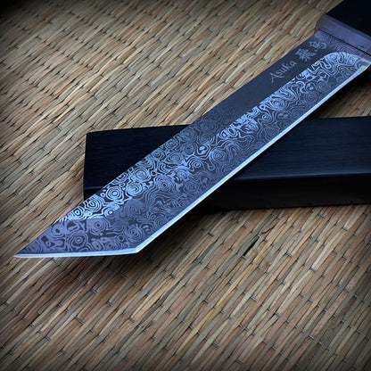 10.75" Asuka Full Tang Tanto Damascus Look Blade
