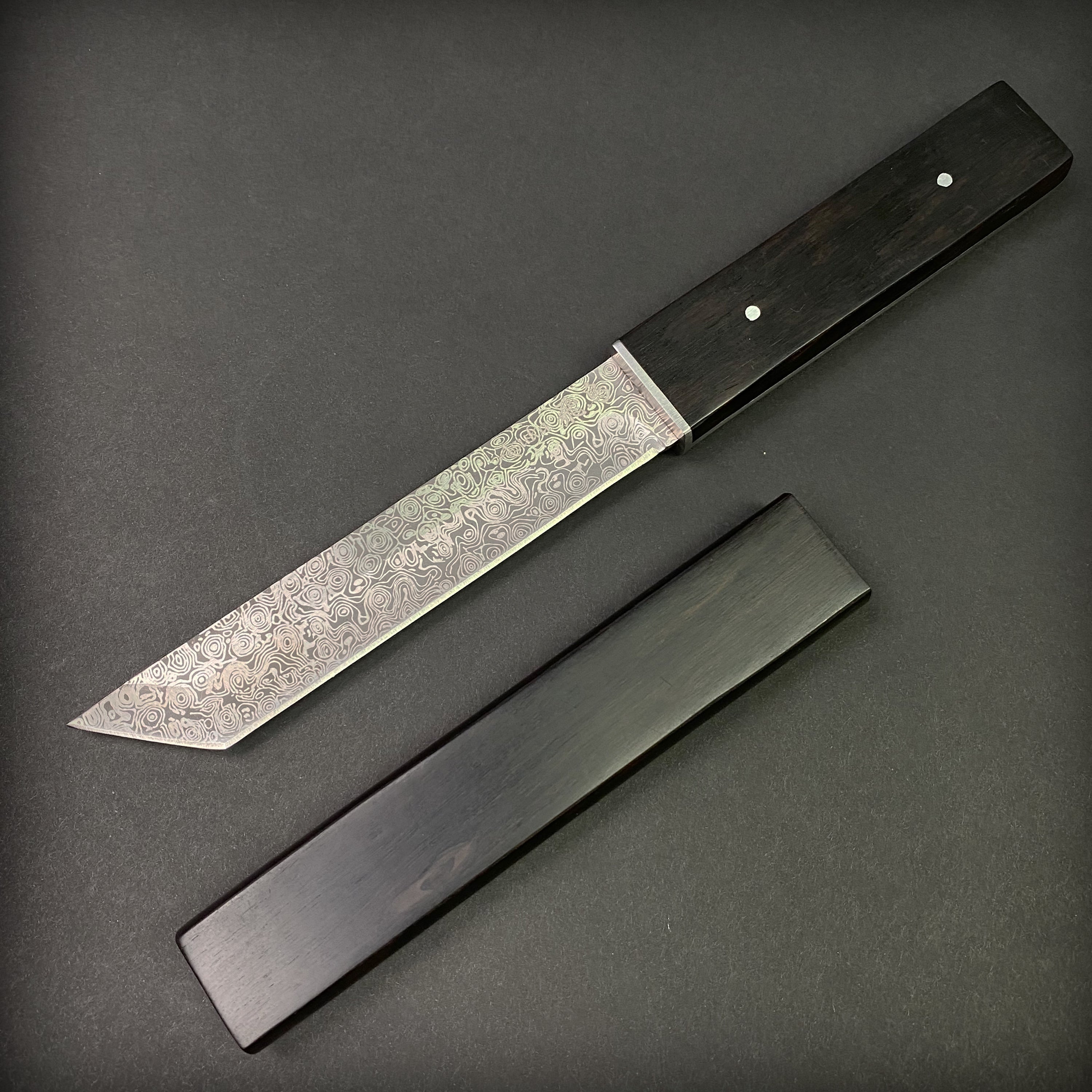 10.75" Asuka Full Tang Tanto Damascus Look Blade