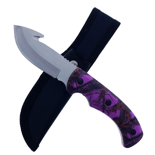 Wholesale 9" Purple Hunting Knife with Gut Hook