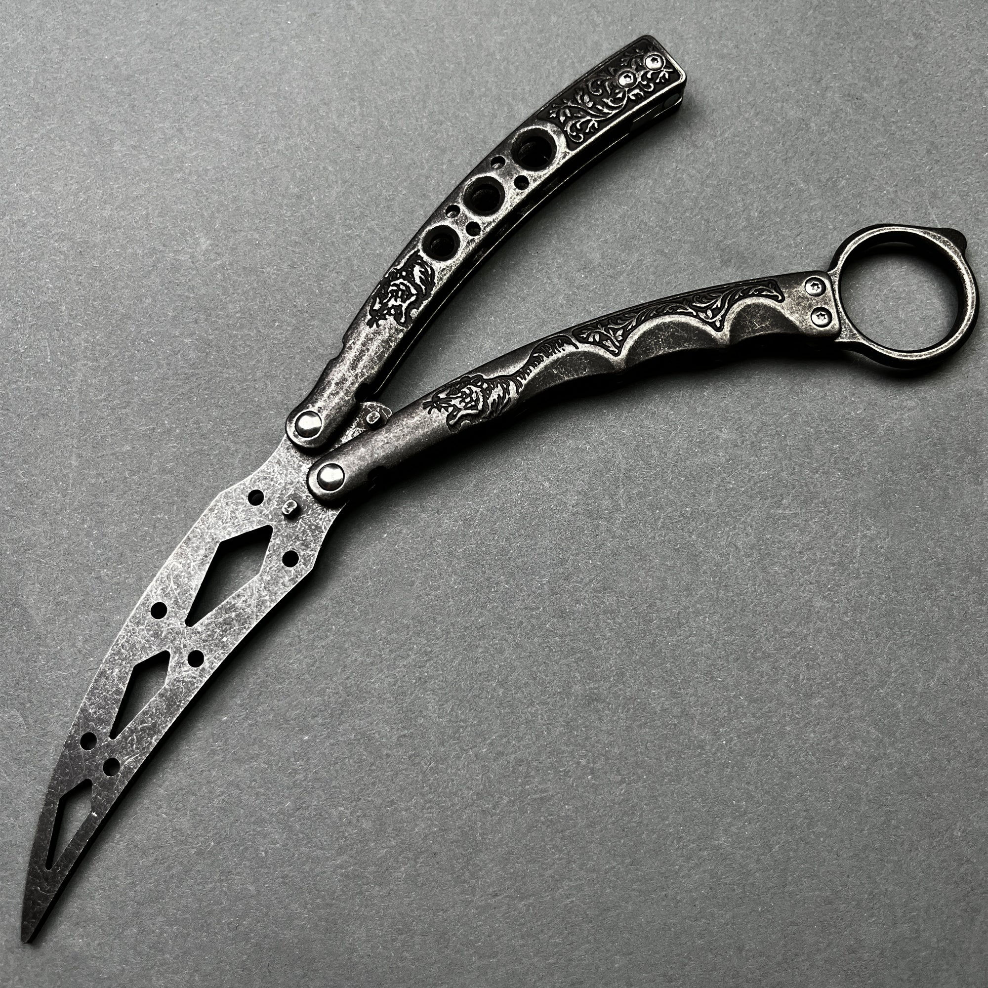 Pacific Solution Butterfly Knife Trainer Balisong Practice Knife with Intricate Design for Training