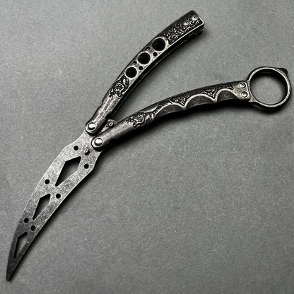 Pacific Solution Butterfly Knife Trainer Balisong Practice Knife with Intricate Design for Training