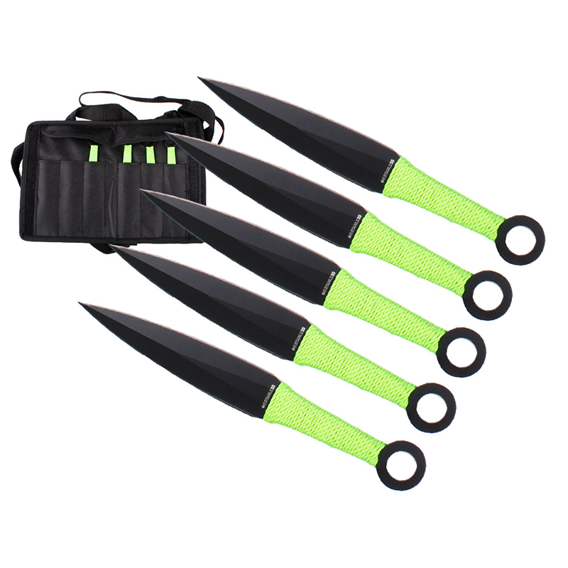 6 PCS 6 1/3" Throwing Knife with Green Nylon Rope