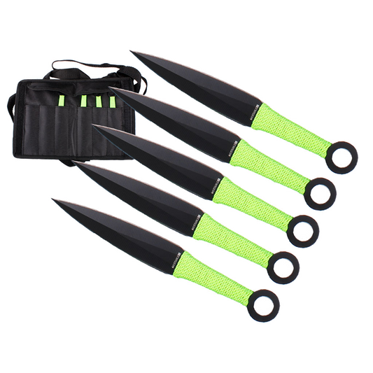 6 PCS 6 1/3" Throwing Knife with Green Nylon Rope