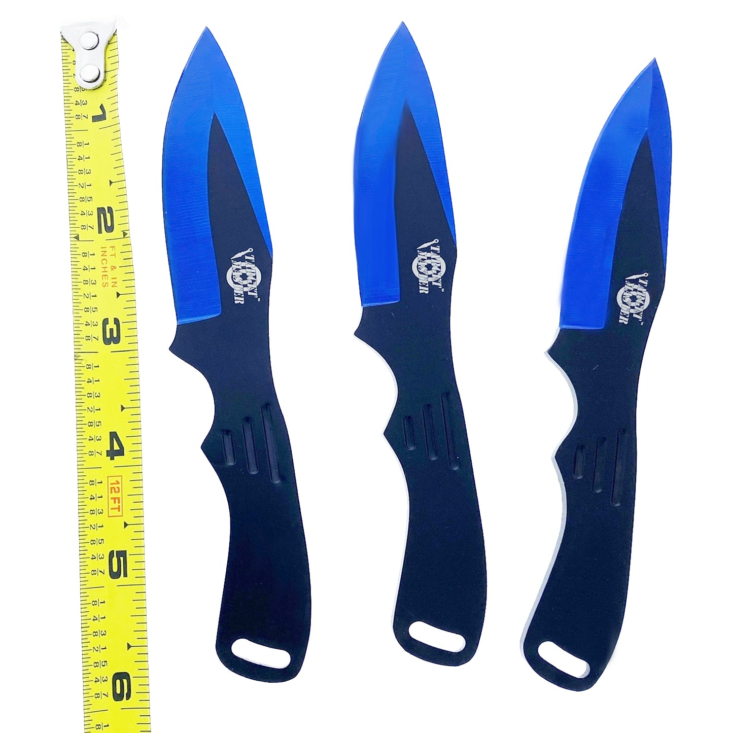 6" Overall 3 PC Blue Throwing Knife Se w/ Nylon Sheath Included