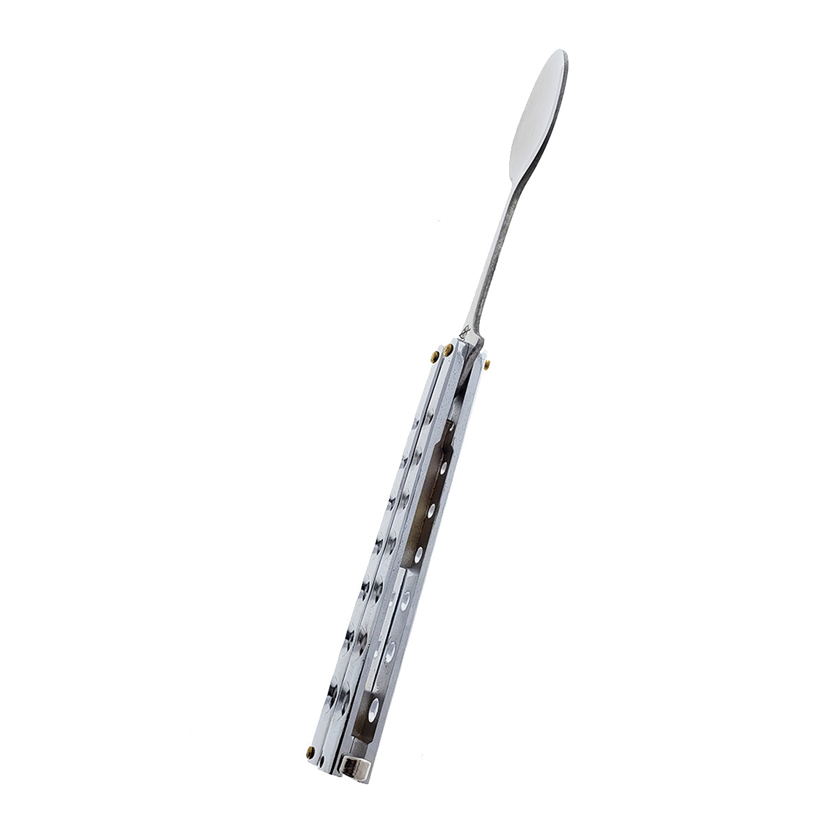 Pacific Solution Balisong Spoon Silver Butterfly Knife Trainer for practice and skill development
