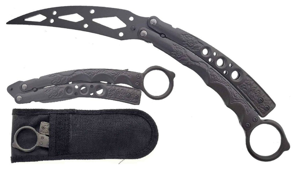 Chrome Butterfly Trainer - Balisong Practice Knife with durable design and training sheath for safe practice