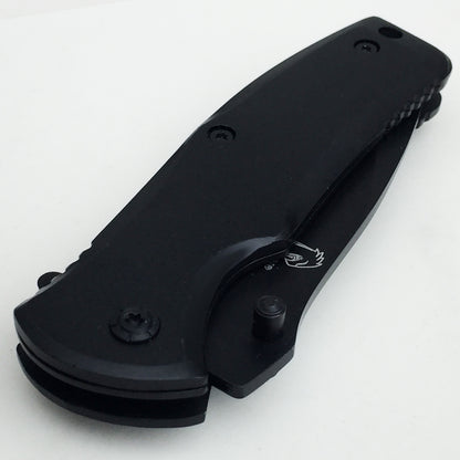Falcon black spring assisted pocket knife with ergonomic handle for easy one-handed use