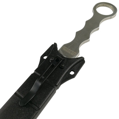 Falcon fixed blade survival knife with metal blade and black sheath clip for tactical use