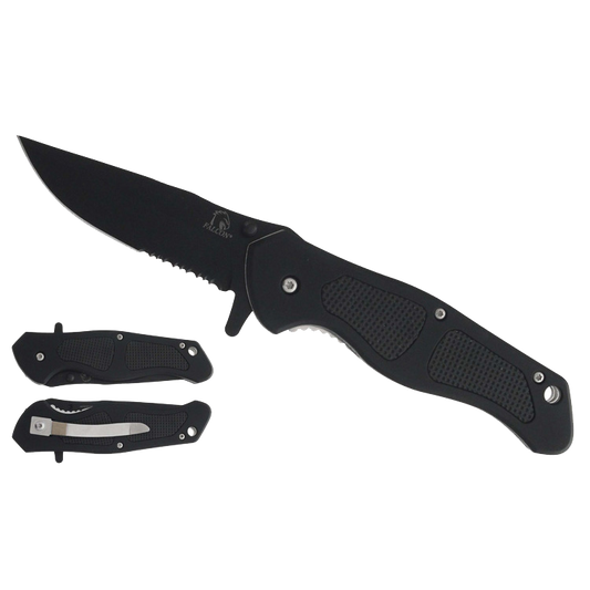 Falcon Spring Assisted Knife with Black Blade and Ergonomic Handle for Easy One-Handed Opening