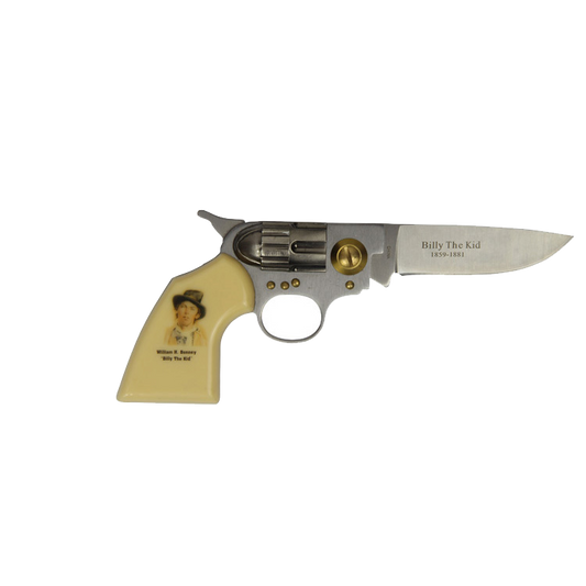 8" Billy the Kid Photo on Handle Gun Style Folding Knife