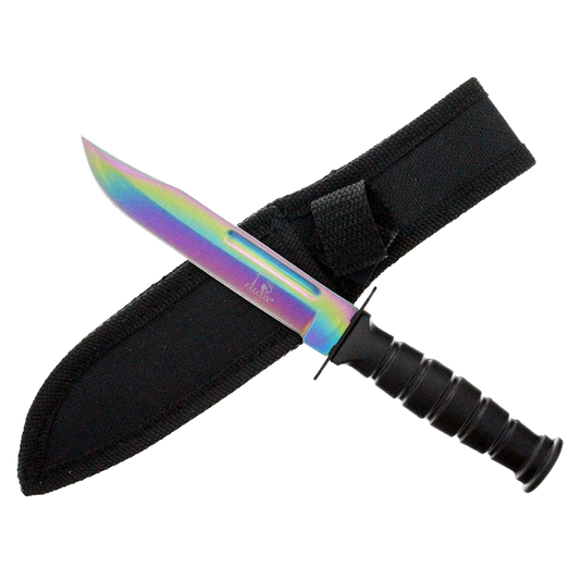 Falcon 7.5" Tactical Knives W/ Rainbow Coating Blade