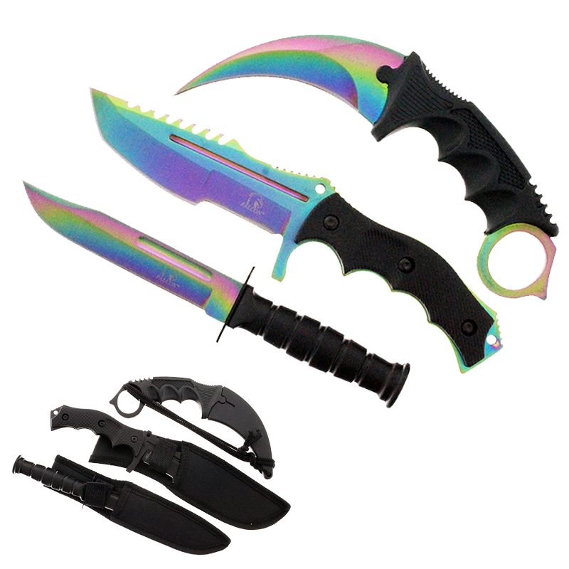 Falcon 3 PCS Rainbow Set. Tactical Knives & Karambit