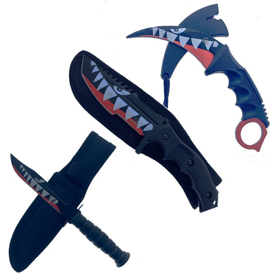 Falcon 3 PCS Shark Set. Tactical Knives & Karambit