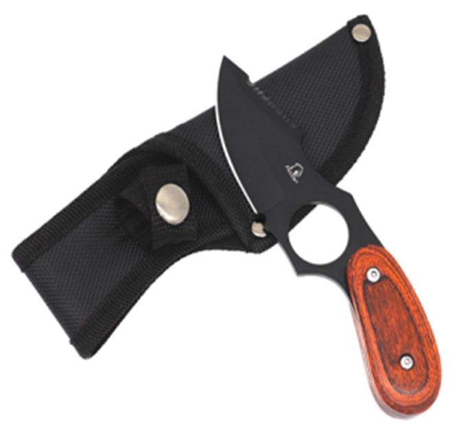 Shop Hunting Knives Wholesale - Black Blade Wood Handle Knife.