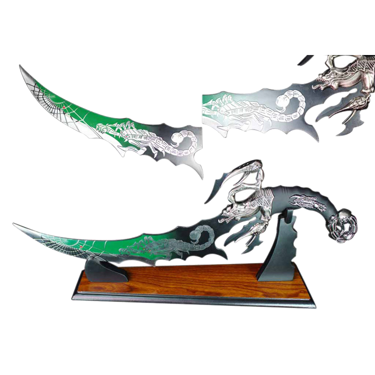 21 14" Fantasy Scorpion Dagger with wooden stand