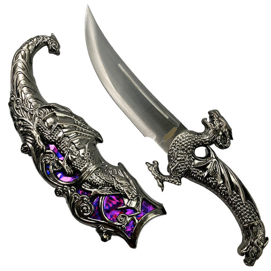 15" Blade Fantasy Dragon Dagger Purple Fitting