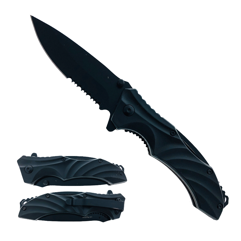 Falcon 8" Overall Spring Assisted Knife All Black