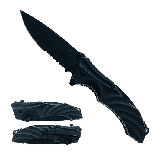 Falcon 8" Overall Spring Assisted Knife All Black