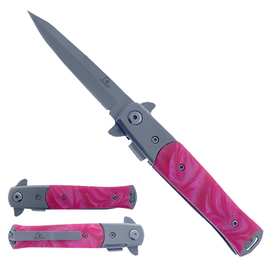 Falcon 3" Chrome Blade 4" Faux Pink Marble Handle