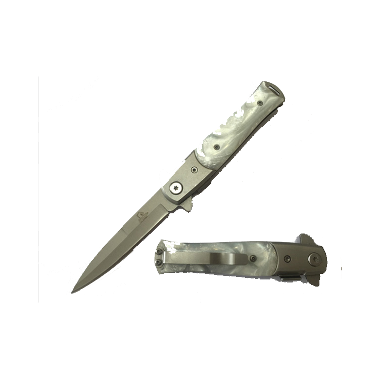 Spring Assisted Pocket Knife - 3" Silver Blade/ Silver Handle / Assisted Knife
