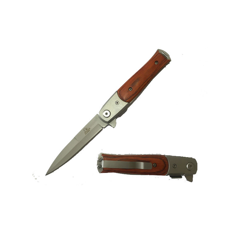 3" Silver Blade/ Wood Handle / Assisted Knife
