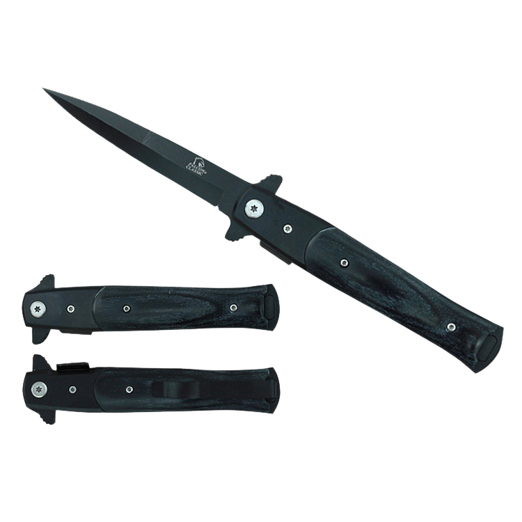 4" Black Blade / Black Wood Handle / Assisted Knife