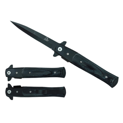 4" Black Blade / Black Wood Handle / Assisted Knife