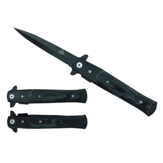 4" Black Blade / Black Wood Handle / Assisted Knife