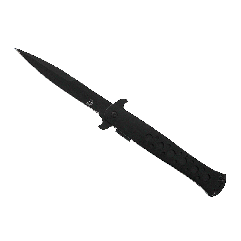 Falcon 9" Overall Metal Spring Assisted Knife With Black Coating