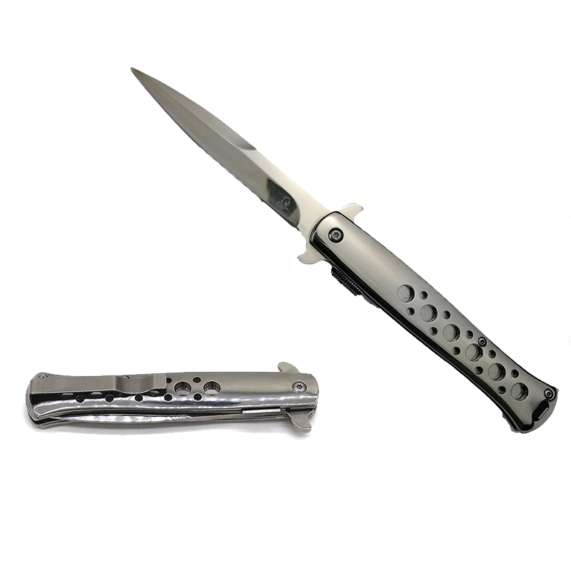 Falcon 9" Overall Metal Spring Assisted Knife With Black Coating
