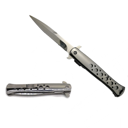 Falcon 9" Overall Metal Spring Assisted Knife With Black Coating