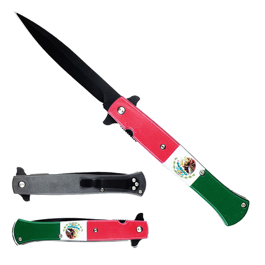 4" Black Blade & 4 7/8" Mexico Flag Handle