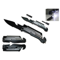 8 1/2" Folding Knife with LED light, cutter, glass breaker