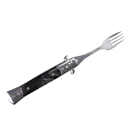 5" Spring Assisted Fork with faux black marble handle, Gift knives and novelties