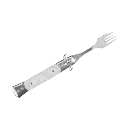Switchblade Fork with Faux White Marble Handle