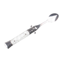 5" Spring Assisted Spoon with faux white marble handle, Gift knives and novelties