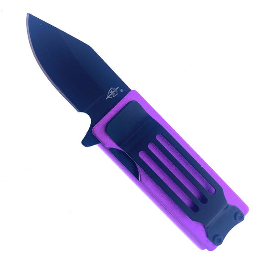 4 1/2" Purple Spring Assisted lighter Knife