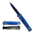 Falcon 8" Overall Spring Assisted Knife W/Abstract Blue Dragon Handle