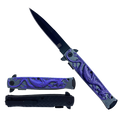 Falcon 8" Overall Spring Assisted Knife W/Abstract Purple Dragon Handle