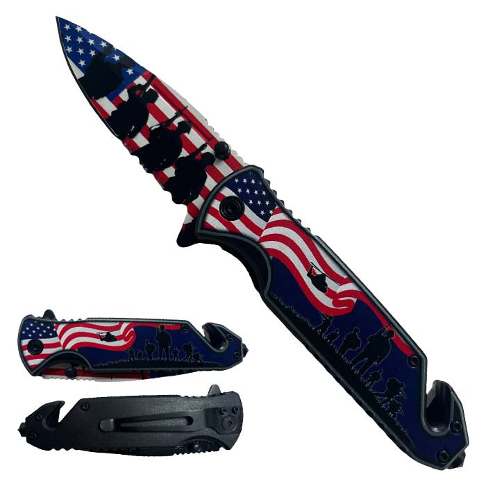 3" Army and Flag  Blade w/ 4.75" Matching Handle