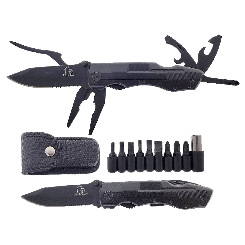 Falcon Professional Multi Tool Knife 14 Different Functions W/Black Sheath