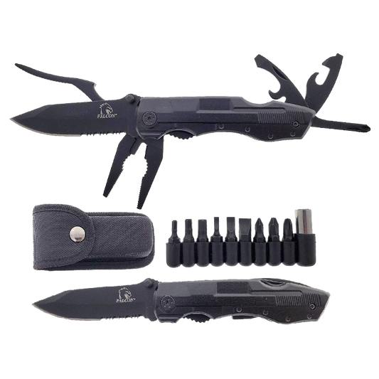 Falcon Professional Multi Tool Knife 14 Different Functions W/Black Sheath