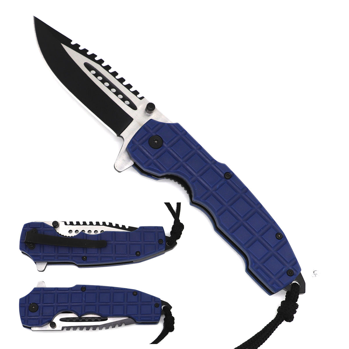 8" Overall Spring Assisted Knife Blue Handle